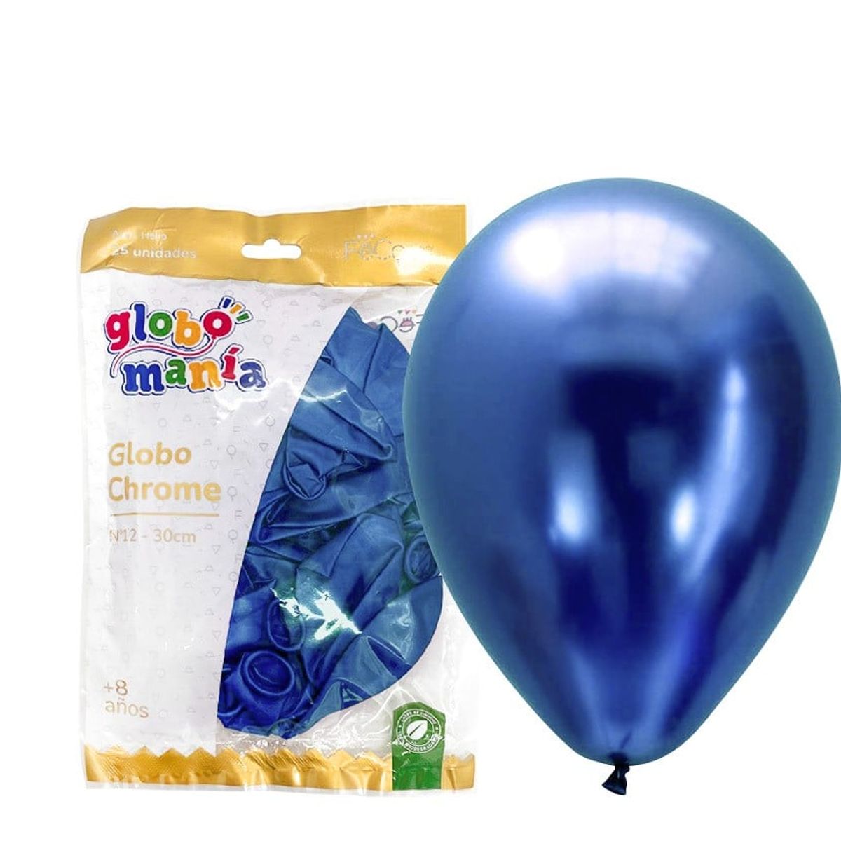 GENERICO - GLOBO 12 CHROME AZUL X25 UNID