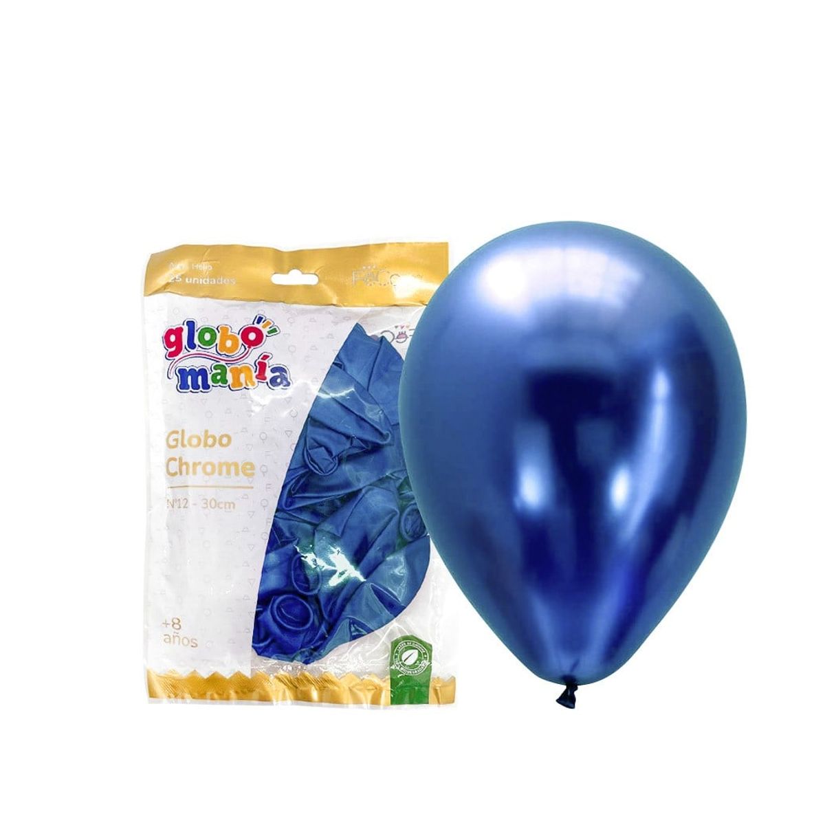 GENERICO - GLOBO 12 CHROME AZUL X25 UNID