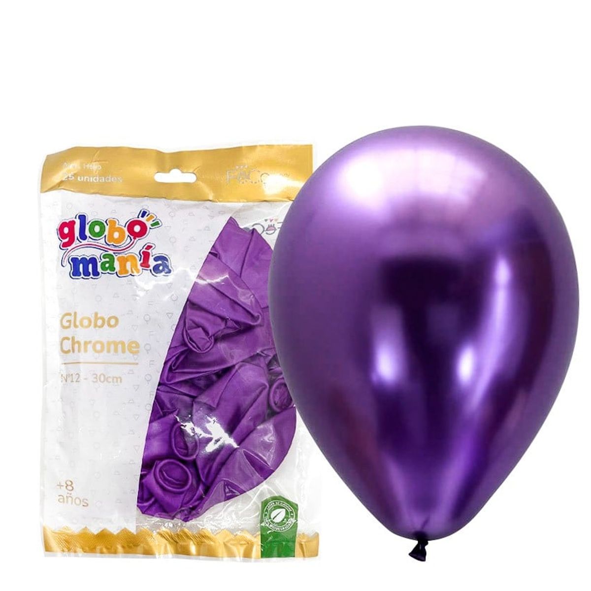 GENERICO - GLOBO 12 CHROME MORADO X25 UNID