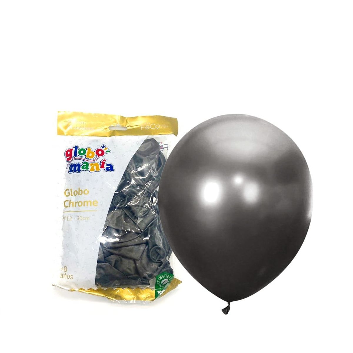 GENERICO - GLOBO 12 CHROME NEGRO X25 UNID