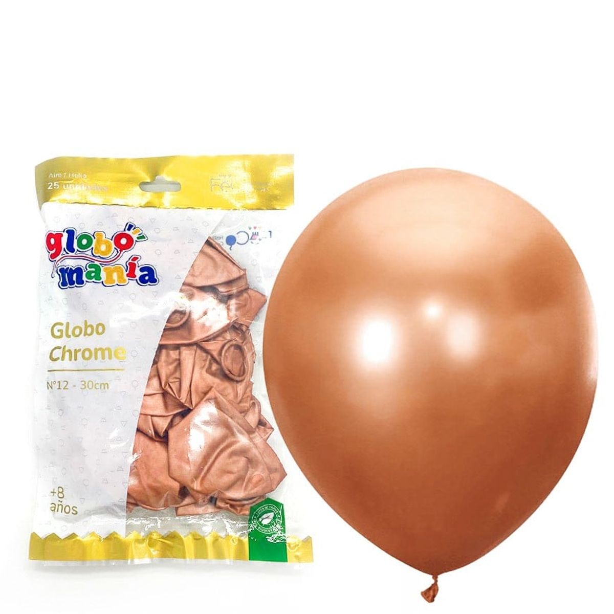 GENERICO - GLOBO 12 CHROME ROSE GOLD X25 UNID