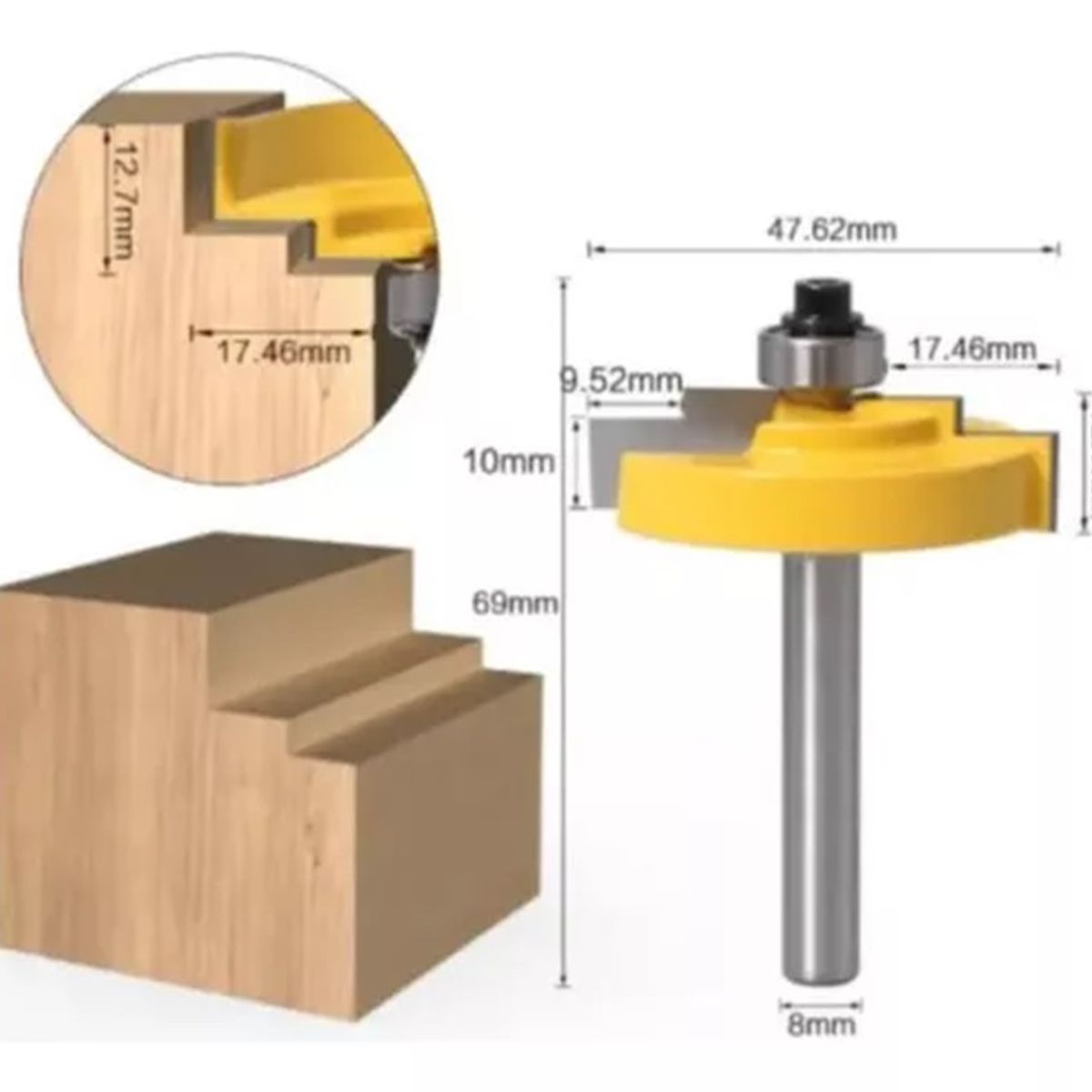 GENERICO - Fresa Madera Moldura Zócalo Marcos Vástago 8mm Copiadora