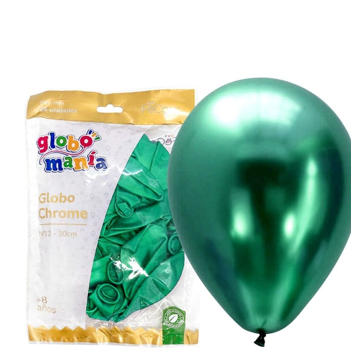 GENERICO - GLOBO 12 CHROME VERDE X25 UNID