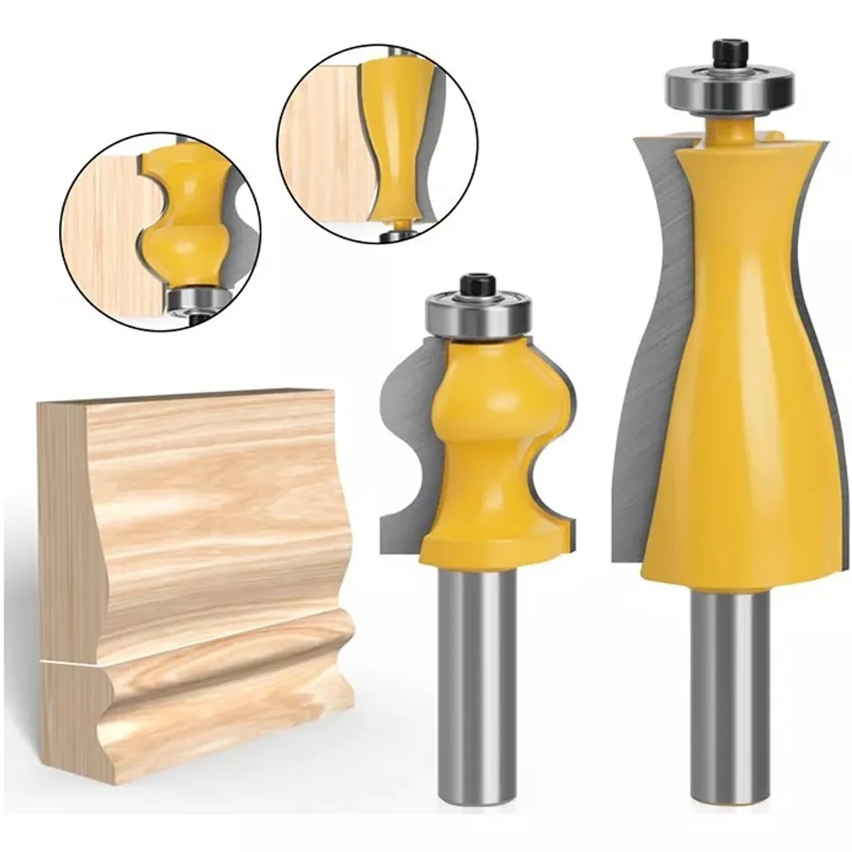 GENERICO - Fresa Madera Moldura Zócalo Marcos Vástago ½ 2pcs 9.57 cm