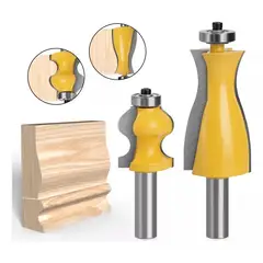 GENERICO - Fresa Madera Moldura Zócalo Marcos Vástago ½ 2pcs 9.57 cm