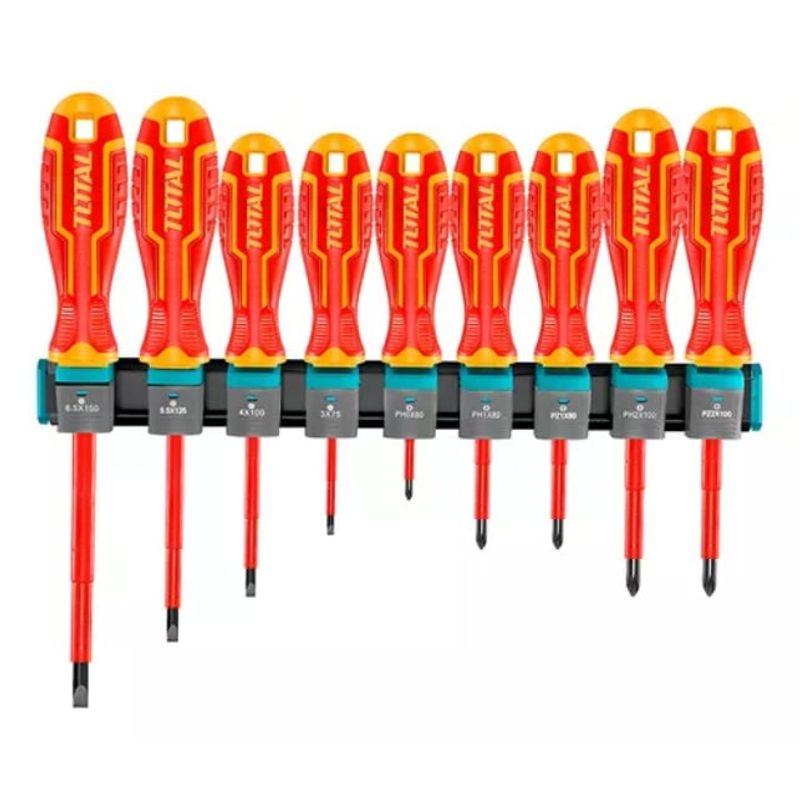 TOTAL TOOLS - Set Destornilladores Eléctricos Aislados 9 Piezas