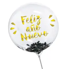 GENERICO - GLOBO BURBUJA CONFETTI F.A.N. DORADO/NEGRO X1 UNI