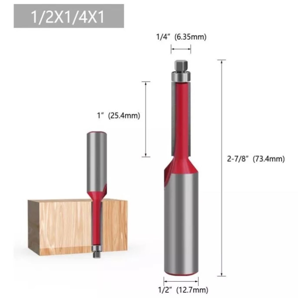 GENERICO - Fresa Madera Recta Copiadora Vástago ½x ¼ x  1 1pcs