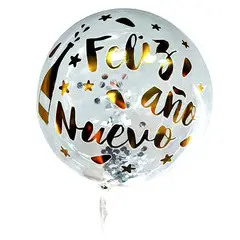 GENERICO - GLOBO BURBUJA CONFETTI FAN DORADOPLATA X1 UNI