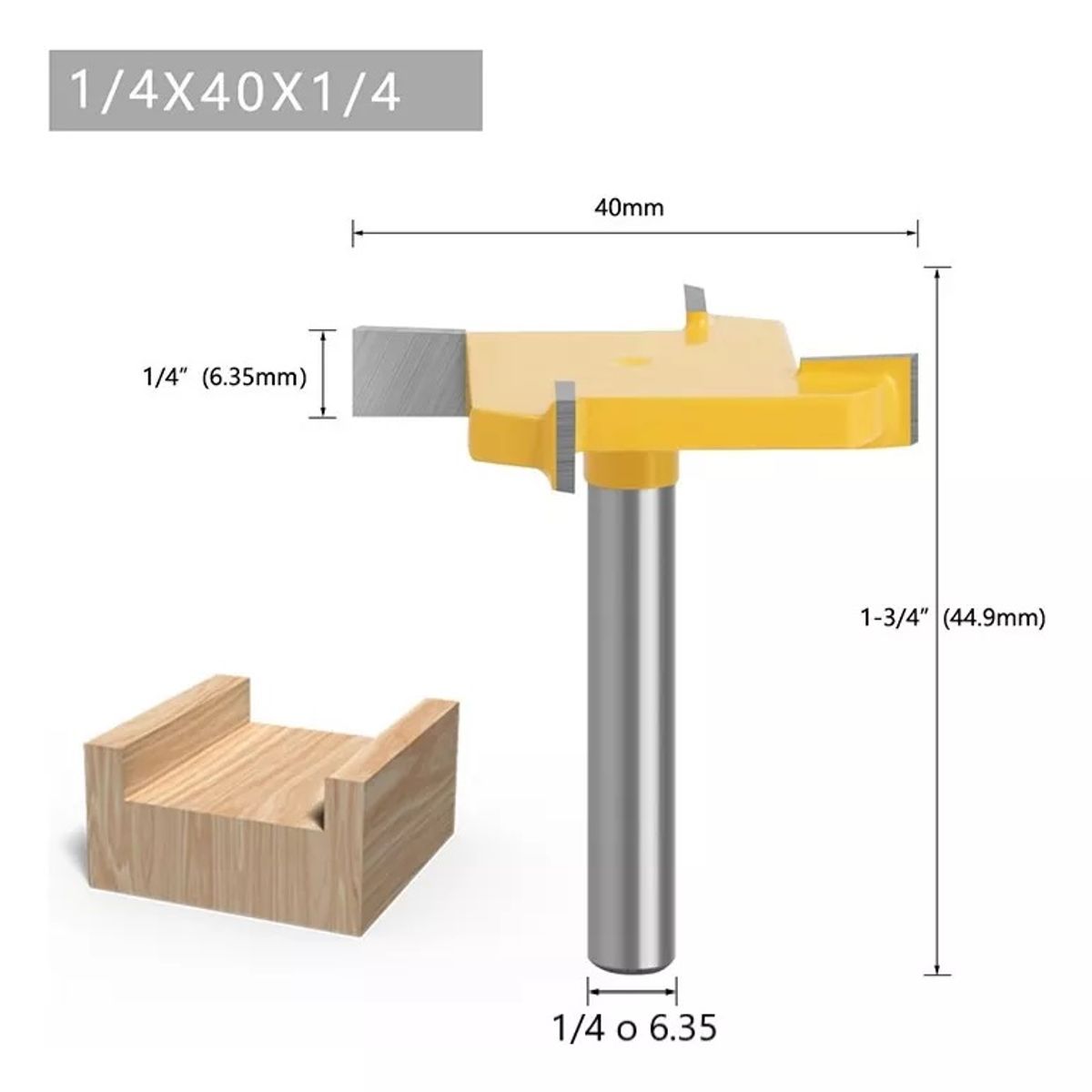 GENERICO - Fresa Madera Vaciado Invertida Copiadora T Toma ¼ x 40 mm