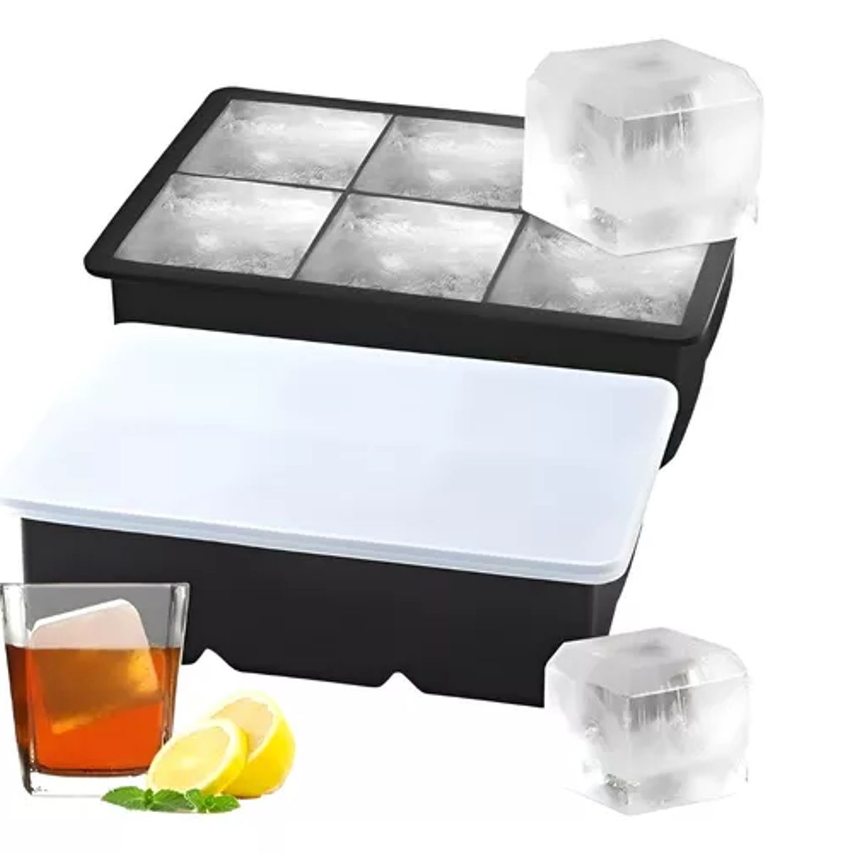 GENERICO - 2 Cubetas Hielo Cubetera Cubetas Silicona Cubeta C/tapa 6cav