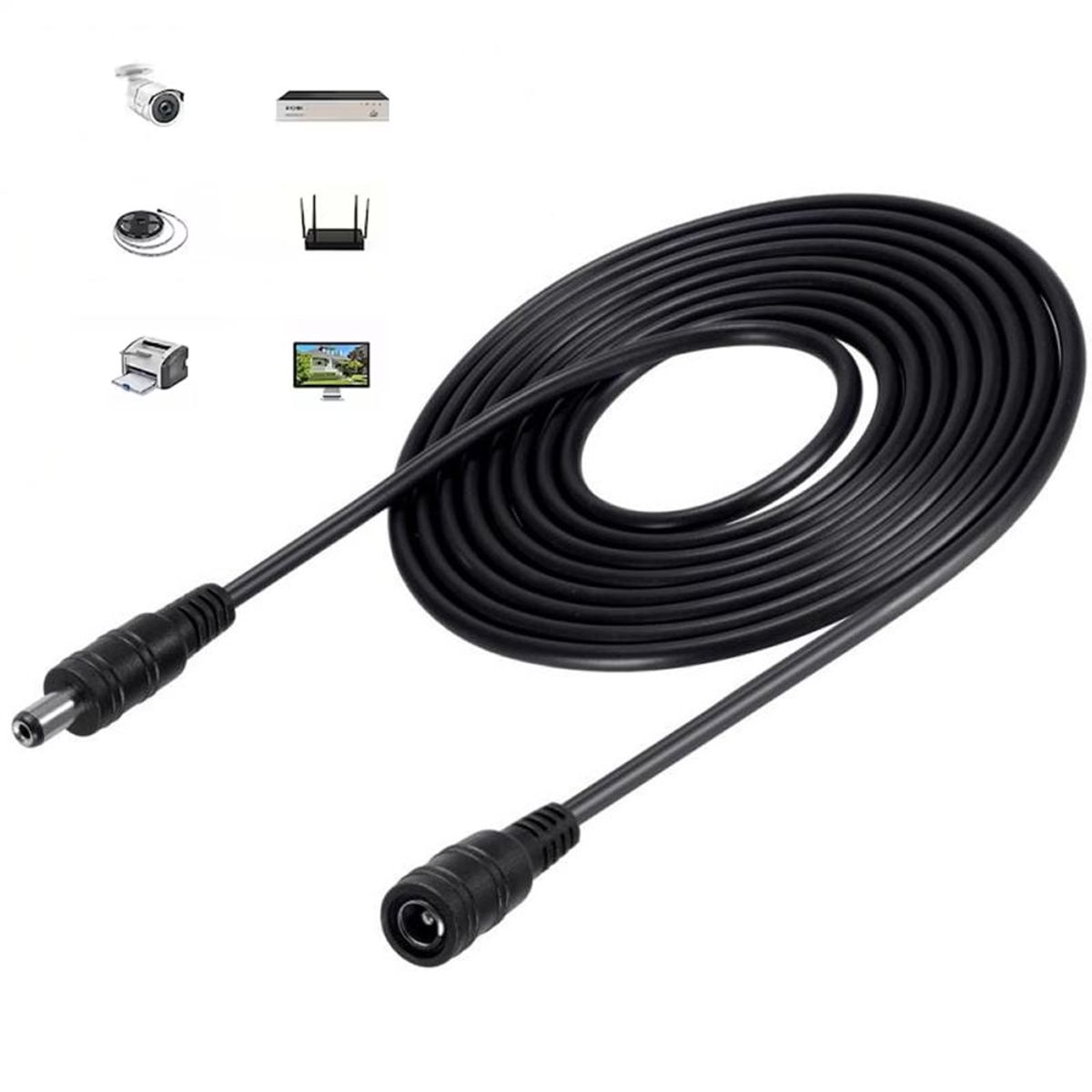 KUANGYE - Cable Extension De Alimentación De 12v Para Camara 5 Metros