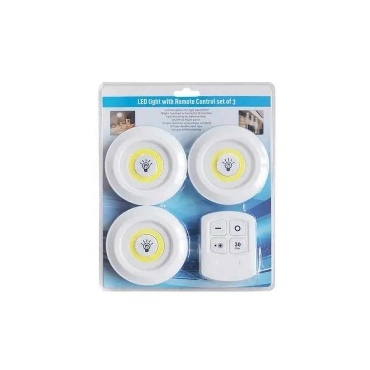 GENERICO - Set 3 Luces Led De Emergencia Inalámbricas Control Remoto