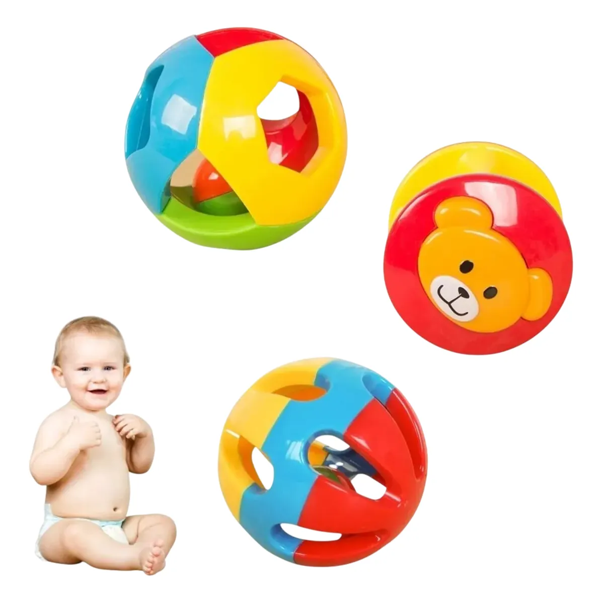 GENERICO - Set Pelotas Sonajero Estimulación Sensorial Del Bebé