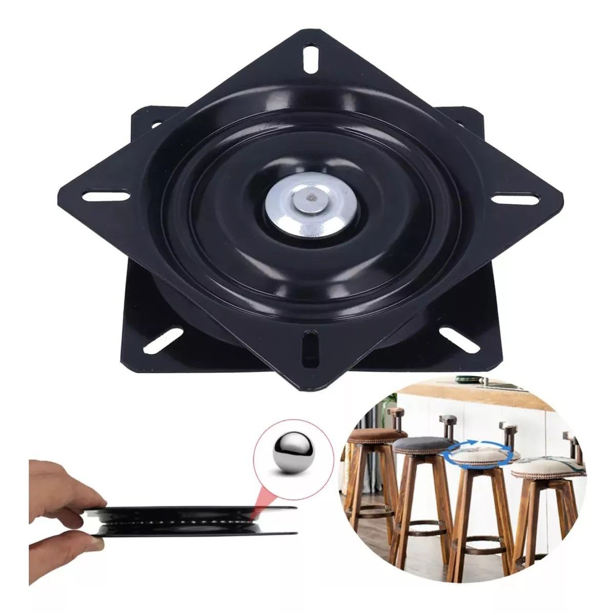 KUANGYE - Base Giratoria Cuadrada Para Taburete De Bar 16 Cm