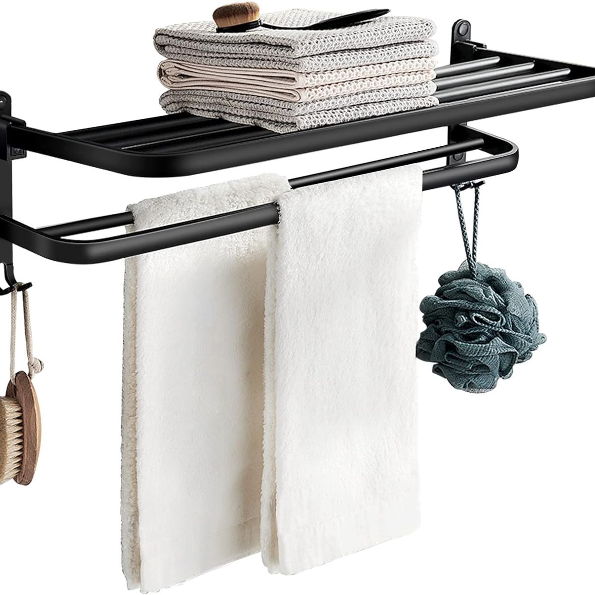 KUANGYE - Soporte Plegable De Pared Para Toallas Aluminio Con Gancho  50cm