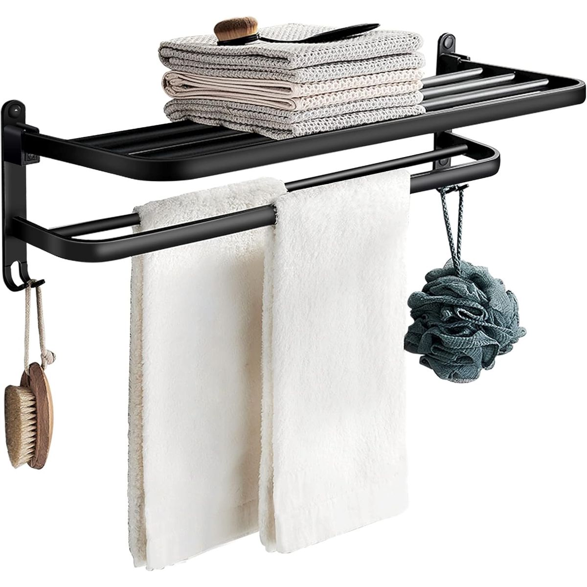 KUANGYE - Soporte Plegable De Pared Para Toallas Aluminio Con Gancho  50cm