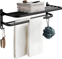 KUANGYE - Soporte Plegable De Pared Para Toallas Aluminio Con Gancho 50cm