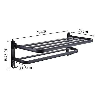Imagen 2 del producto Soporte Plegable De Pared Para Toallas Aluminio Con Gancho 50cm