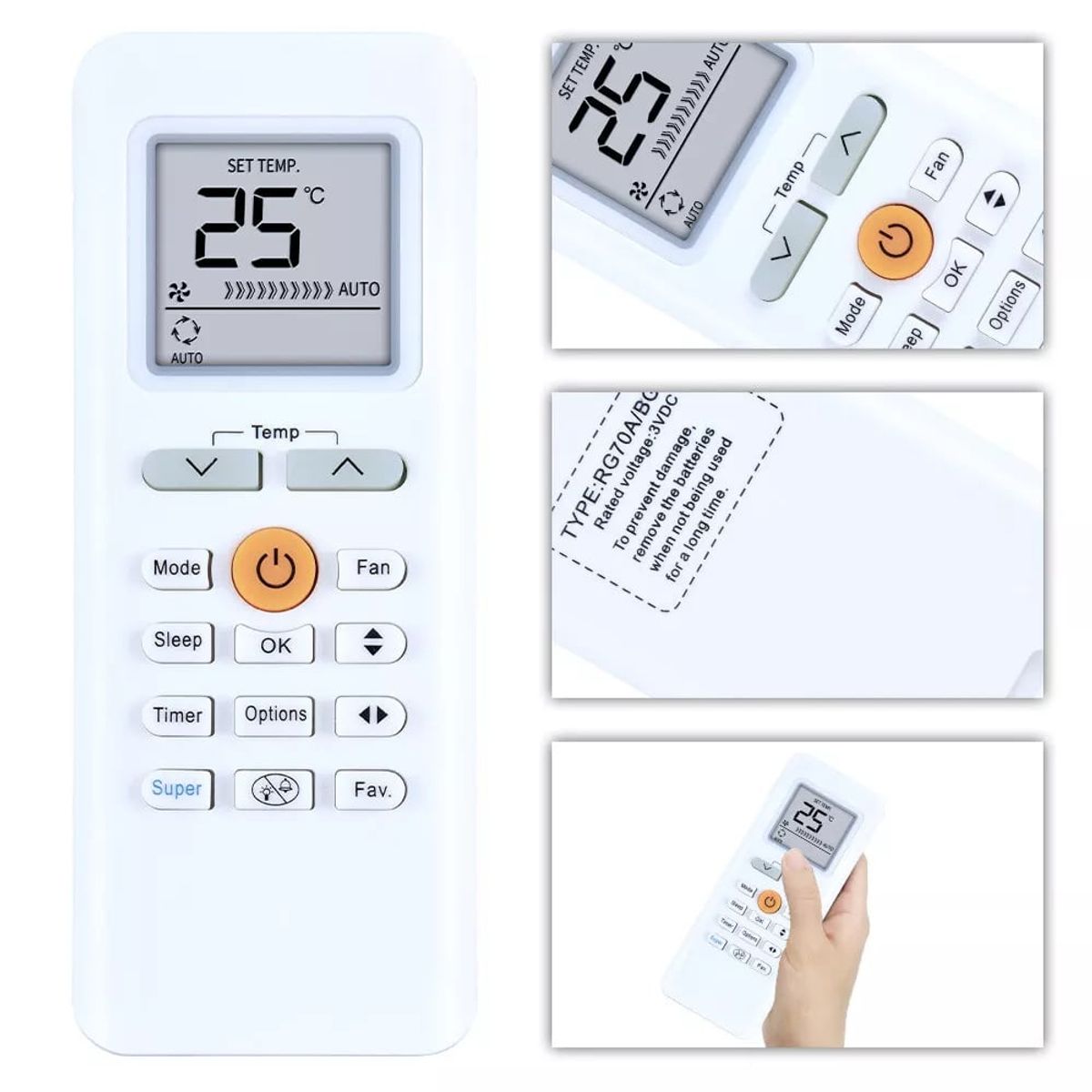 KUANGYE - Control Remoto Para Aire Acondicionado Midea Btu