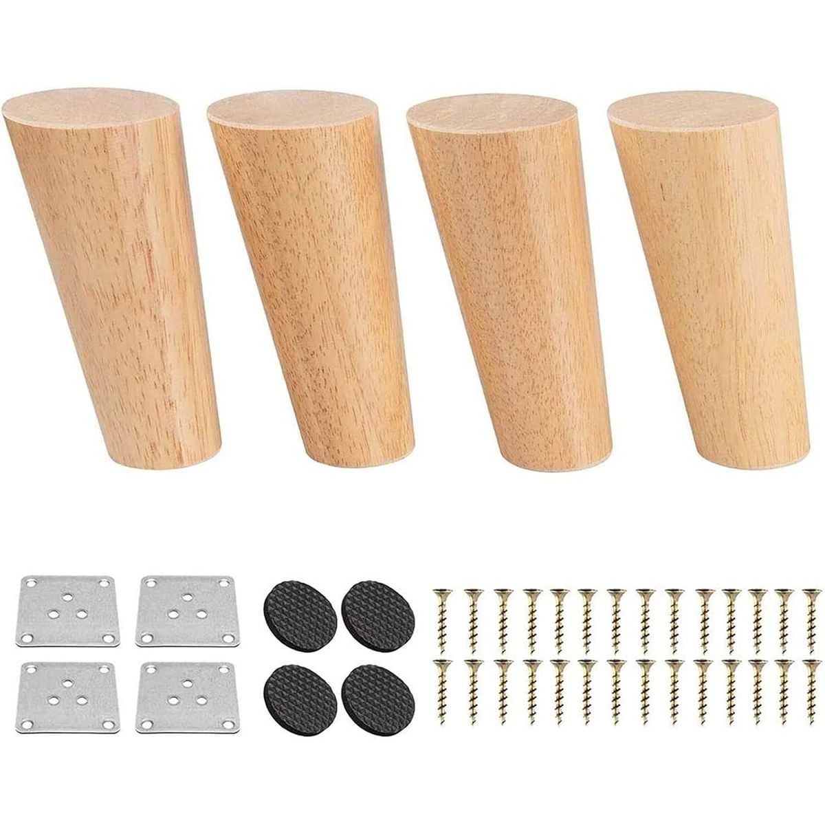 KUANGYE - Set 4 Patas De Madera Maciza Para Muebles 12cm