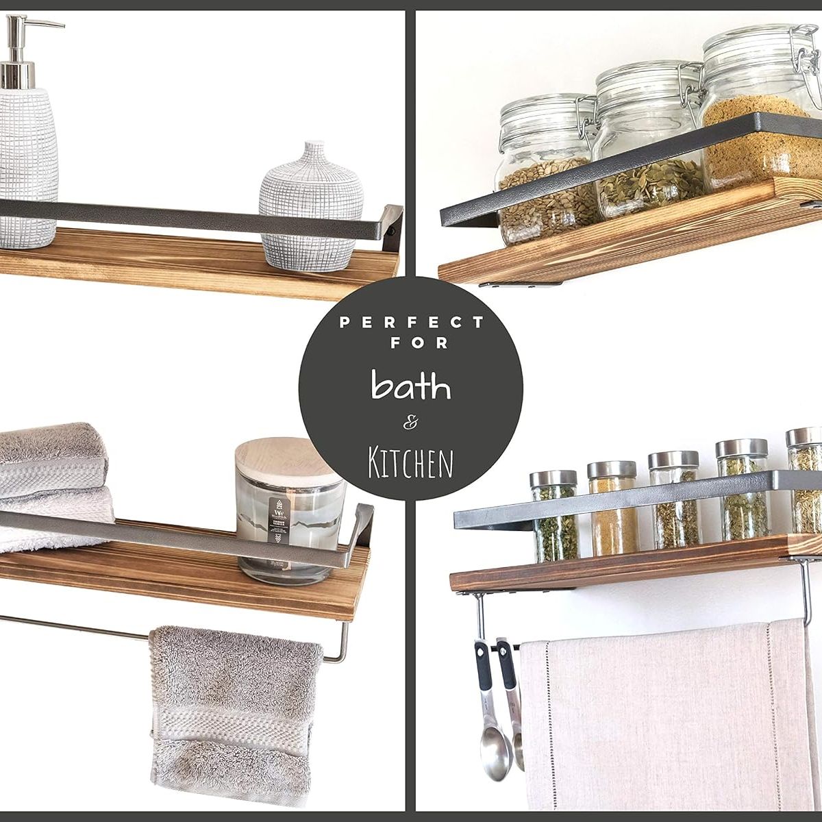 KUANGYE - Repisas Flotantes De Madera Modernas Kit X2 Colores