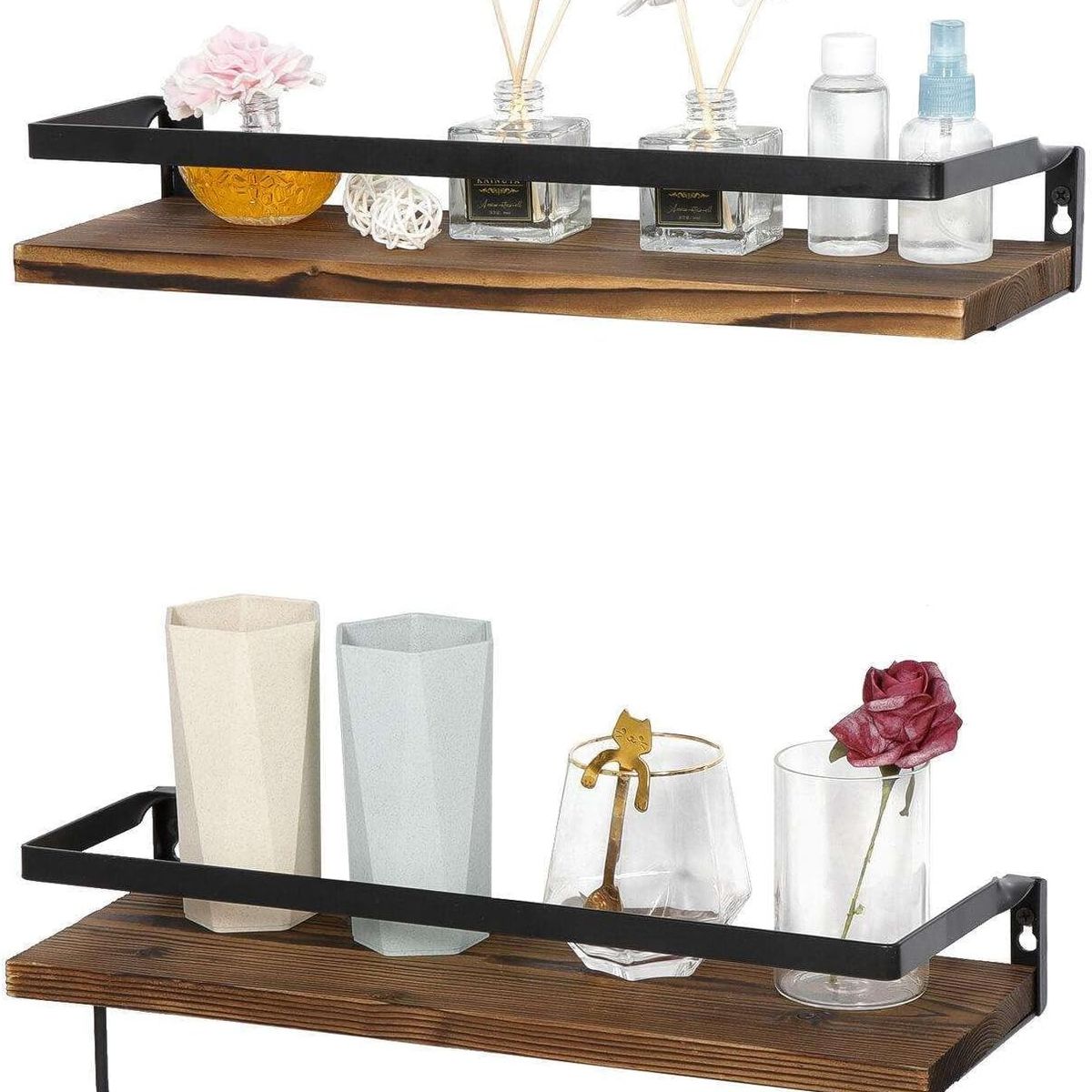 KUANGYE - Repisas Flotantes De Madera Modernas Kit X2 Colores