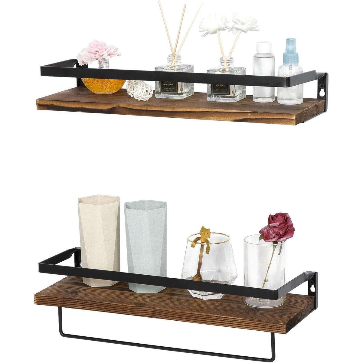 KUANGYE - Repisas Flotantes De Madera Modernas Kit X2 Colores