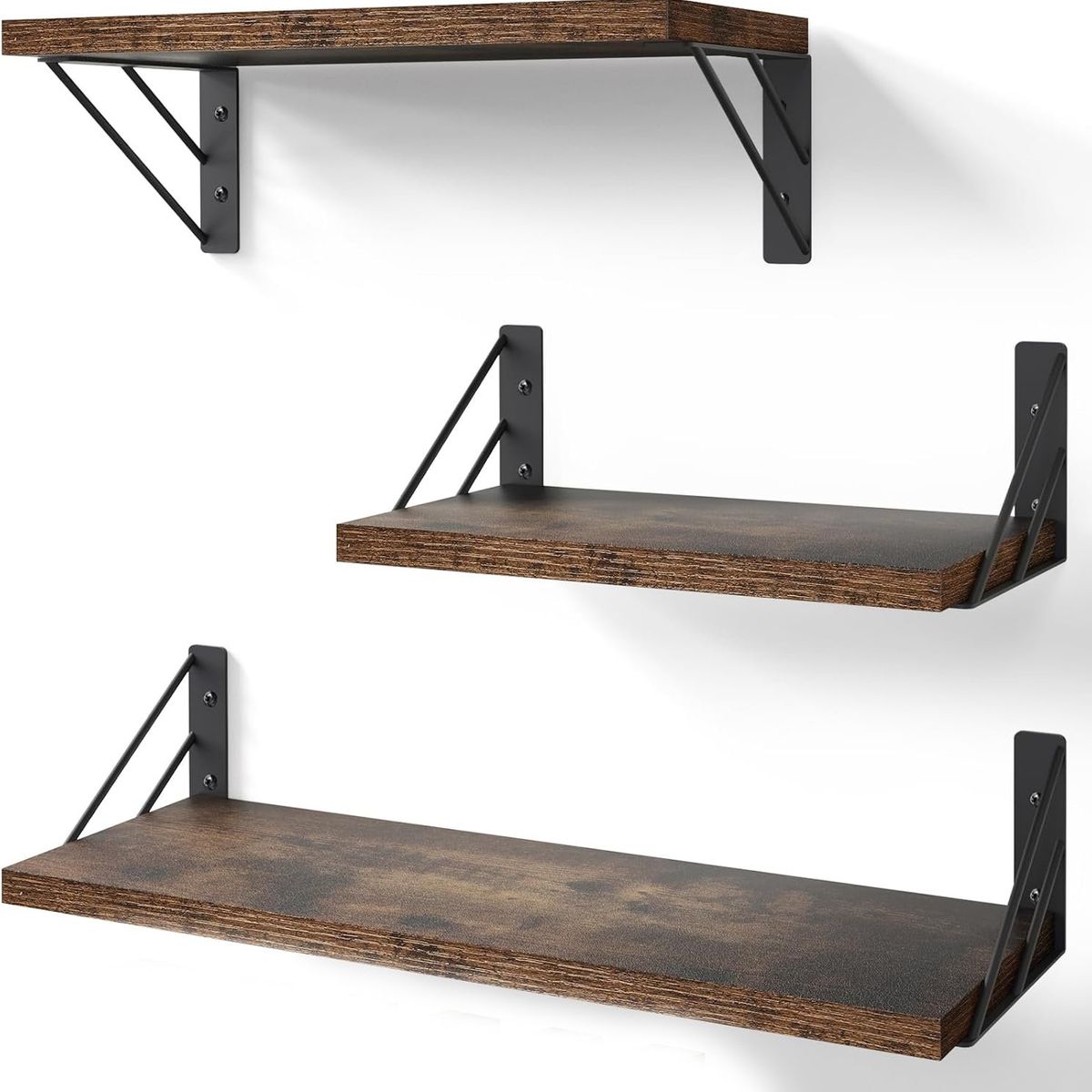 KUANGYE - Repisas Flotantes De Madera Multipropósito Kit X3 Colores