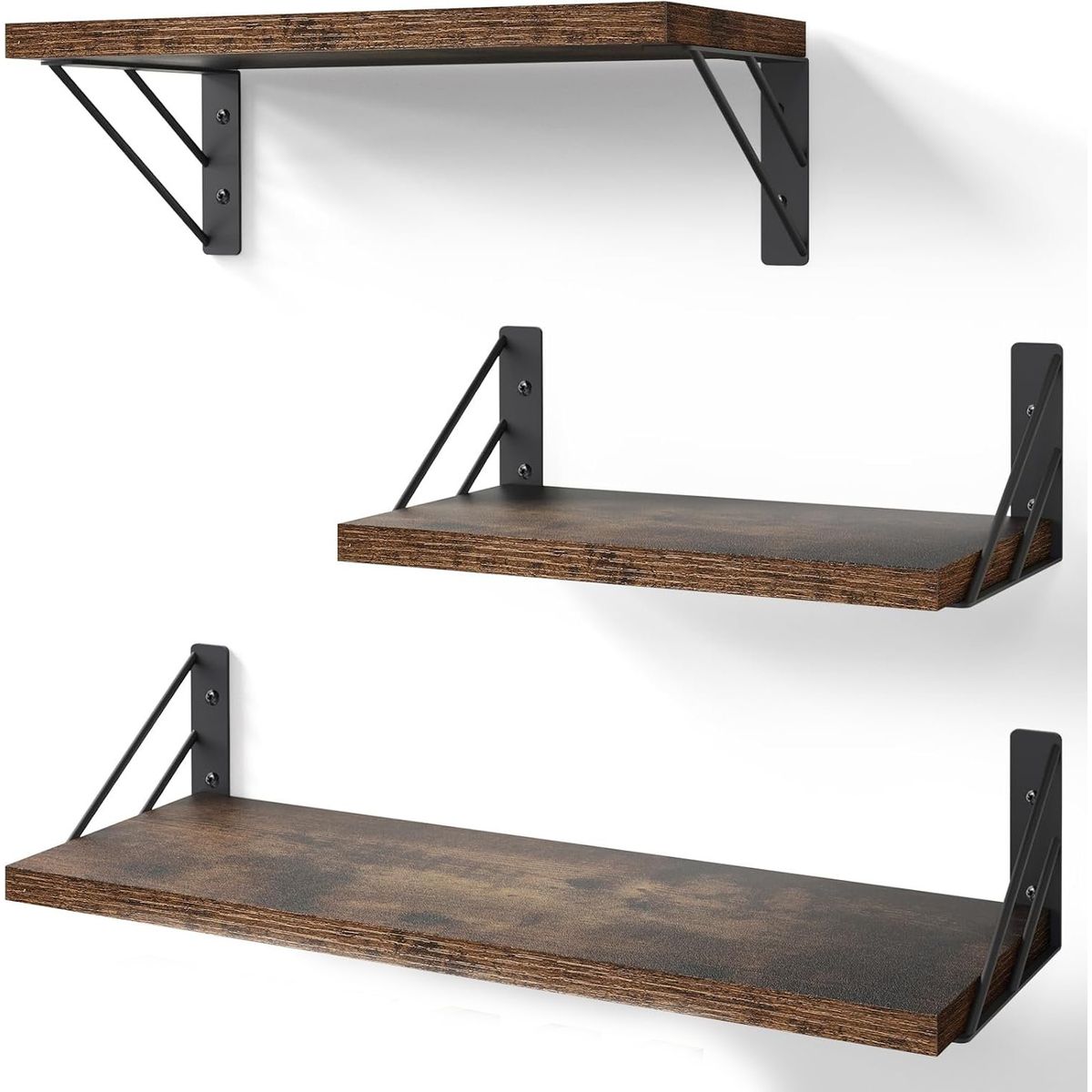 KUANGYE - Repisas Flotantes De Madera Multipropósito Kit X3 Colores