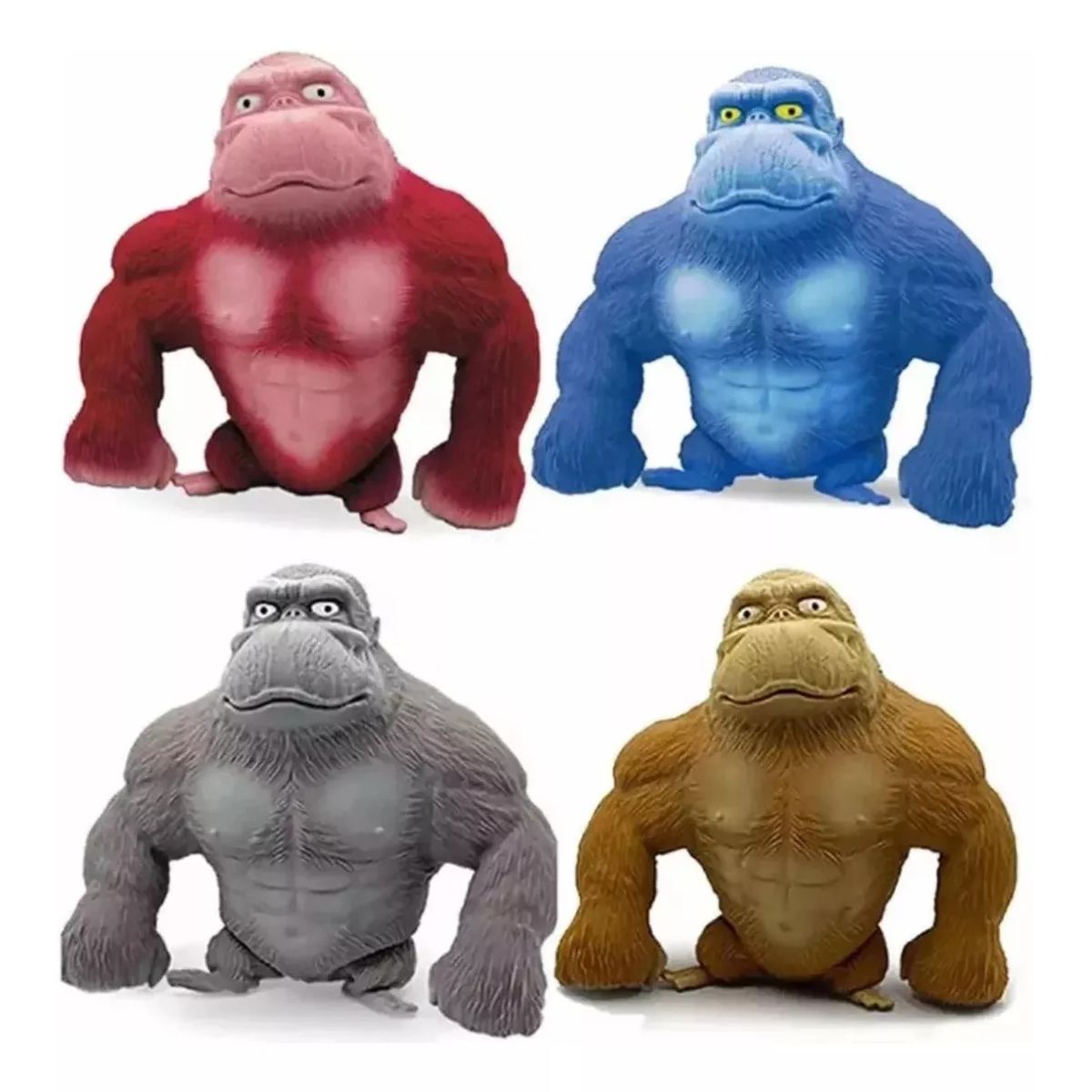 KUANGYE - Pack 4 Gorila Antiestres Elástico Sensorial Mono Tiktok 500g