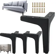 KUANGYE - Pack De 4 Patas 15cm Negras Mate Para Muebles Y Sofás