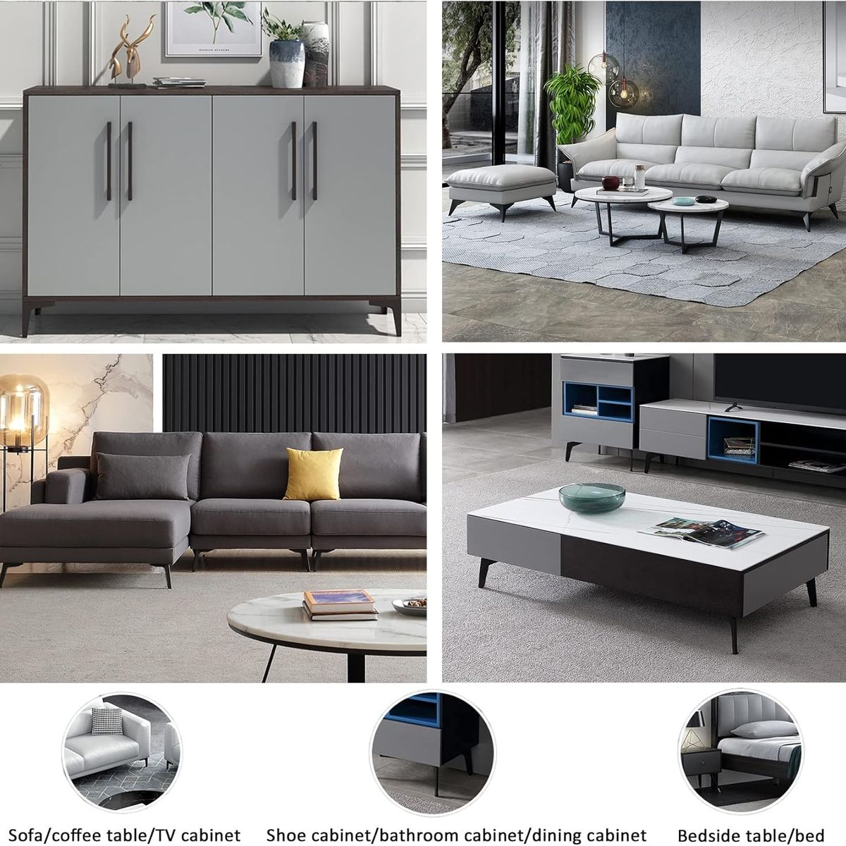 KUANGYE - Pack De 4 Patas 15cm Negras Mate Para Muebles Y Sofás