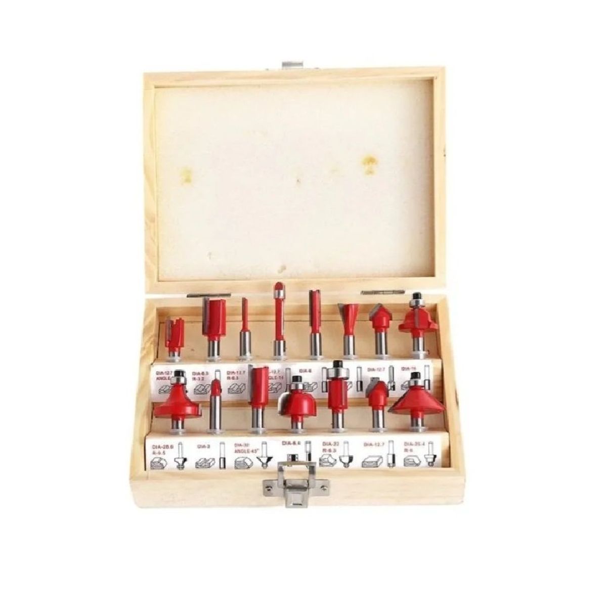 GENERICO - Set 15 Fresas Madera Toma 1/4 - Router Tupi Fresador Red