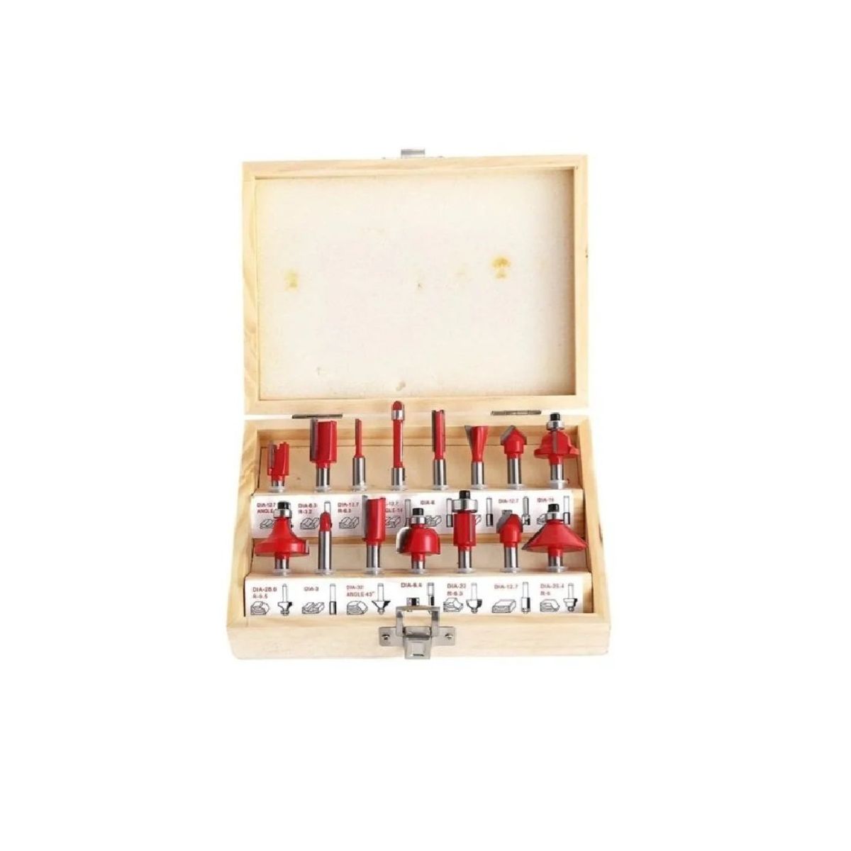 GENERICO - Set 15 Fresas Madera Toma 1/4 - Router Tupi Fresador Red