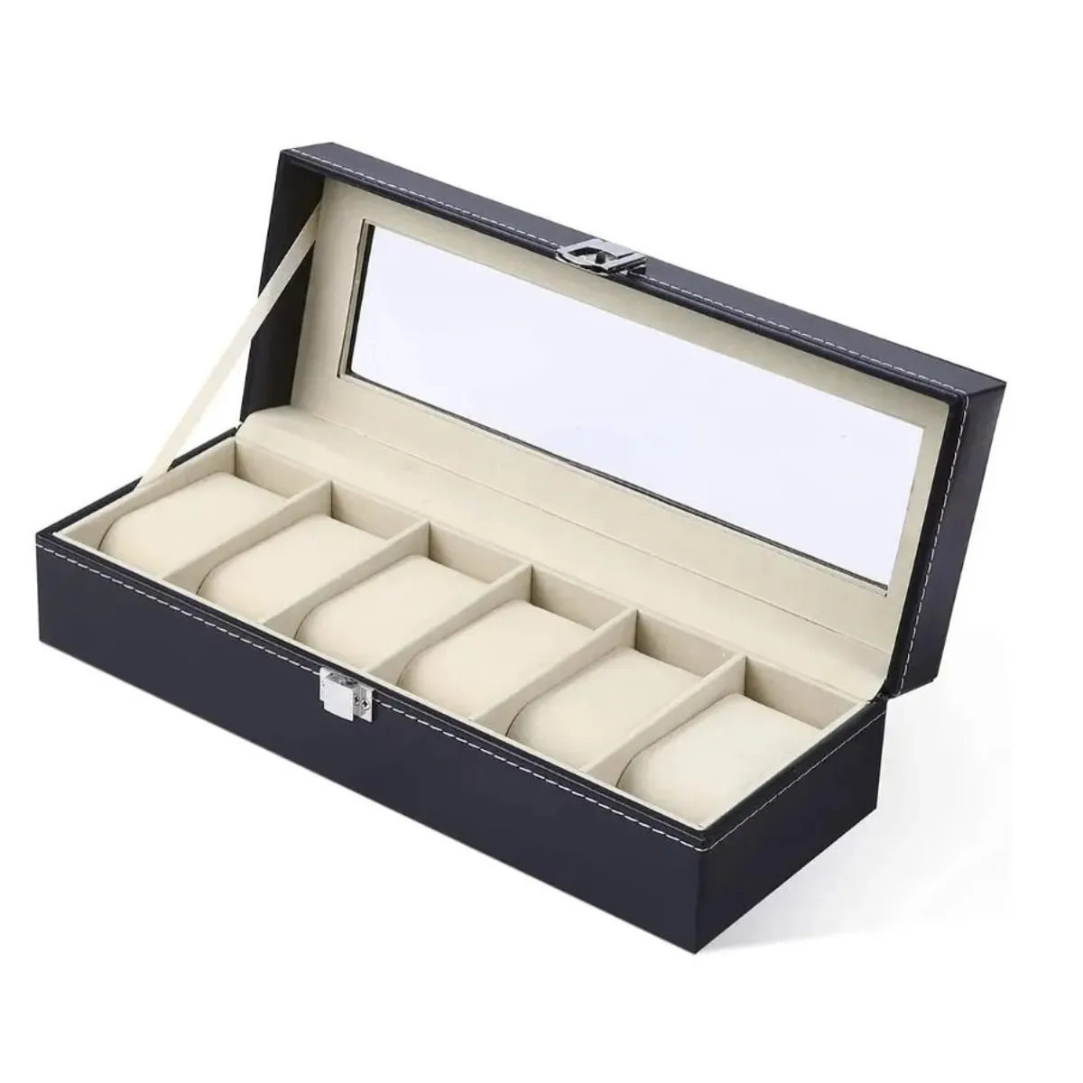 GENERICO - Organizador Estuche Caja 6 Relojes Exhibidor Elegante Joyas