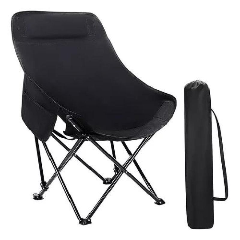 GENERICO - Silla plegable de camping con bolso portátil negra