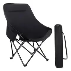 GENERICO - Silla plegable de camping con bolso portátil negra