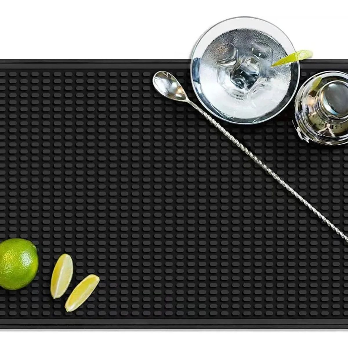 KUANGYE - Goma Bar Negra 45 X 30 Cm Escurridor Vaso Copas Barmat