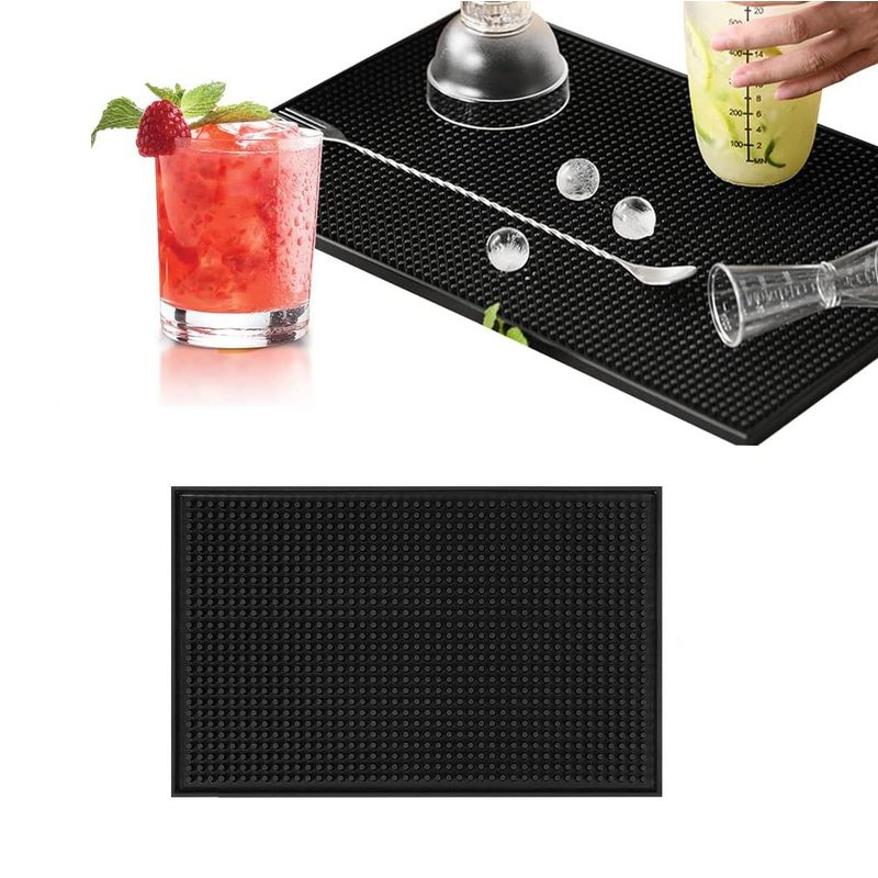 KUANGYE - Goma Bar Negra 45 X 30 Cm Escurridor Vaso Copas Barmat