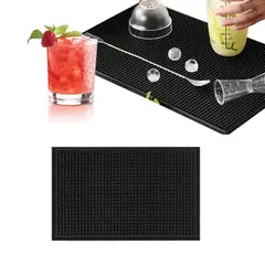 KUANGYE - Goma Bar Negra 45 X 30 Cm Escurridor Vaso Copas Barmat