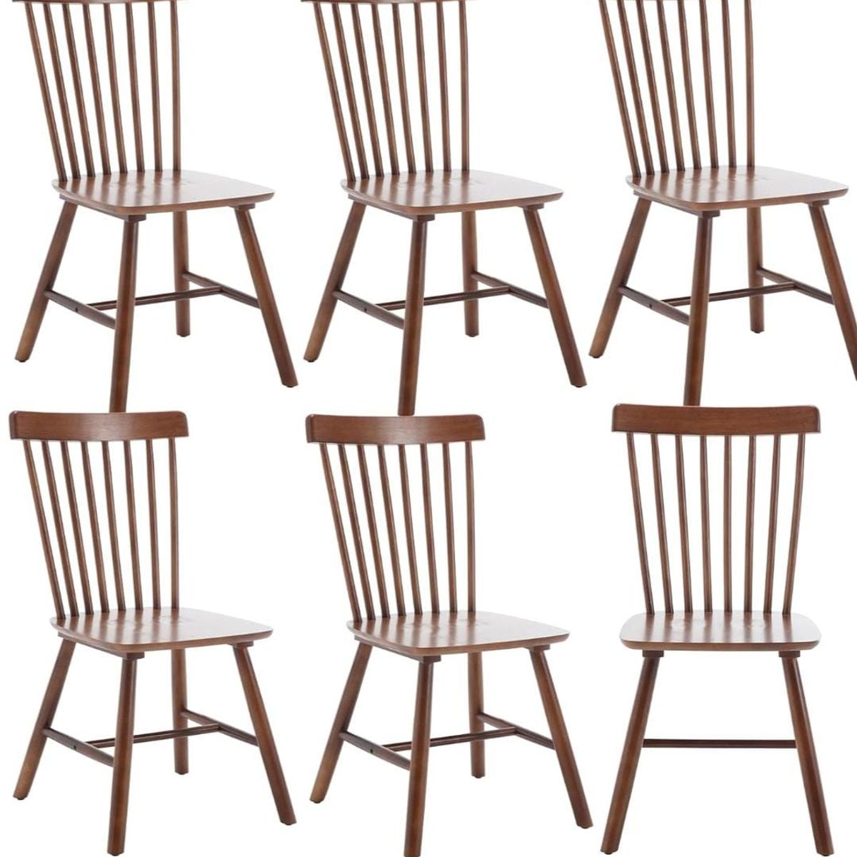 GENERICO - Pack 6 Silla de Comedor Windsor de Madera Walnut