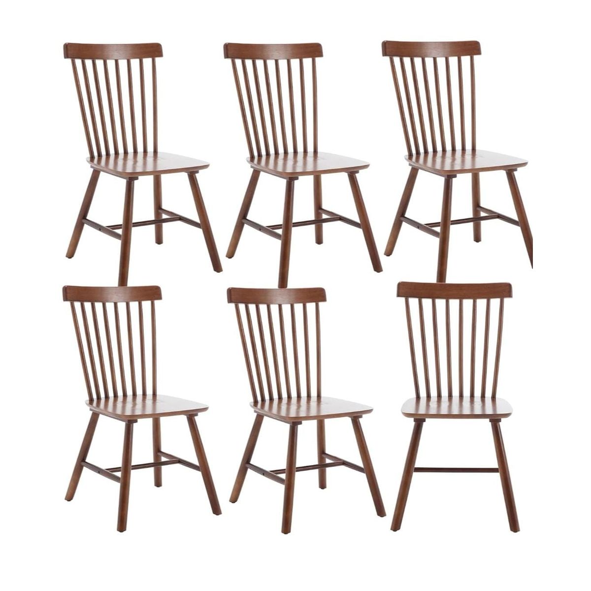 GENERICO - Pack 6 Silla de Comedor Windsor de Madera Walnut