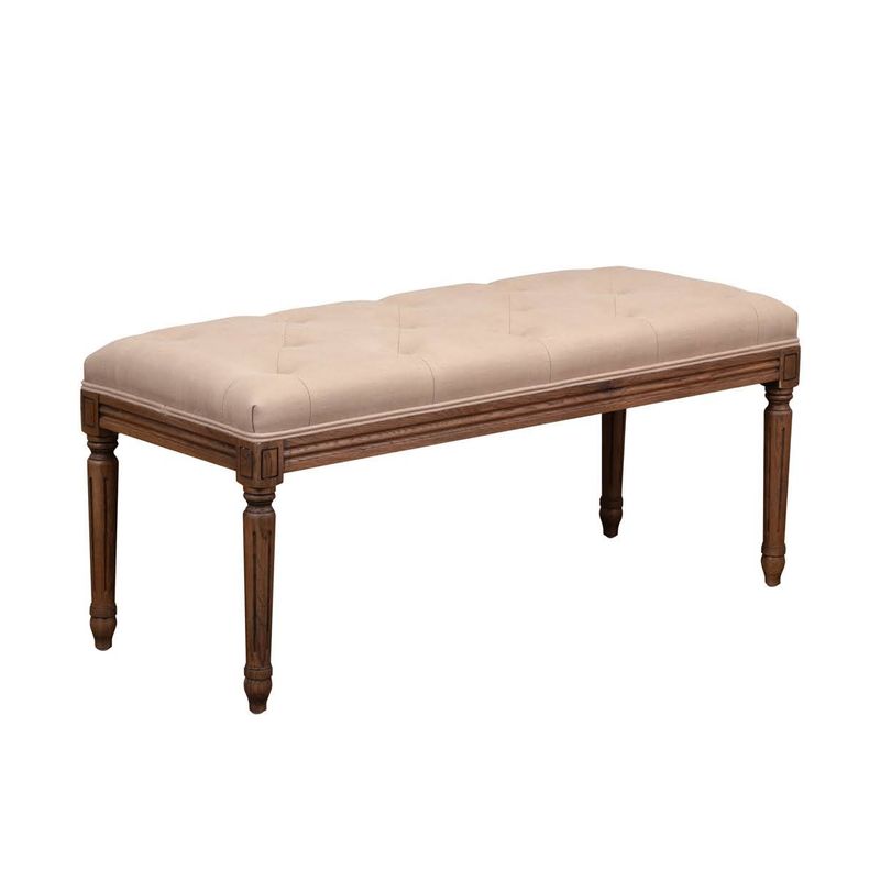 MEYA MUEBLES - Banca Assam de tela y madera de Roble