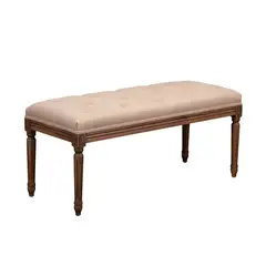 MEYA MUEBLES - Banca Assam de tela y madera de Roble