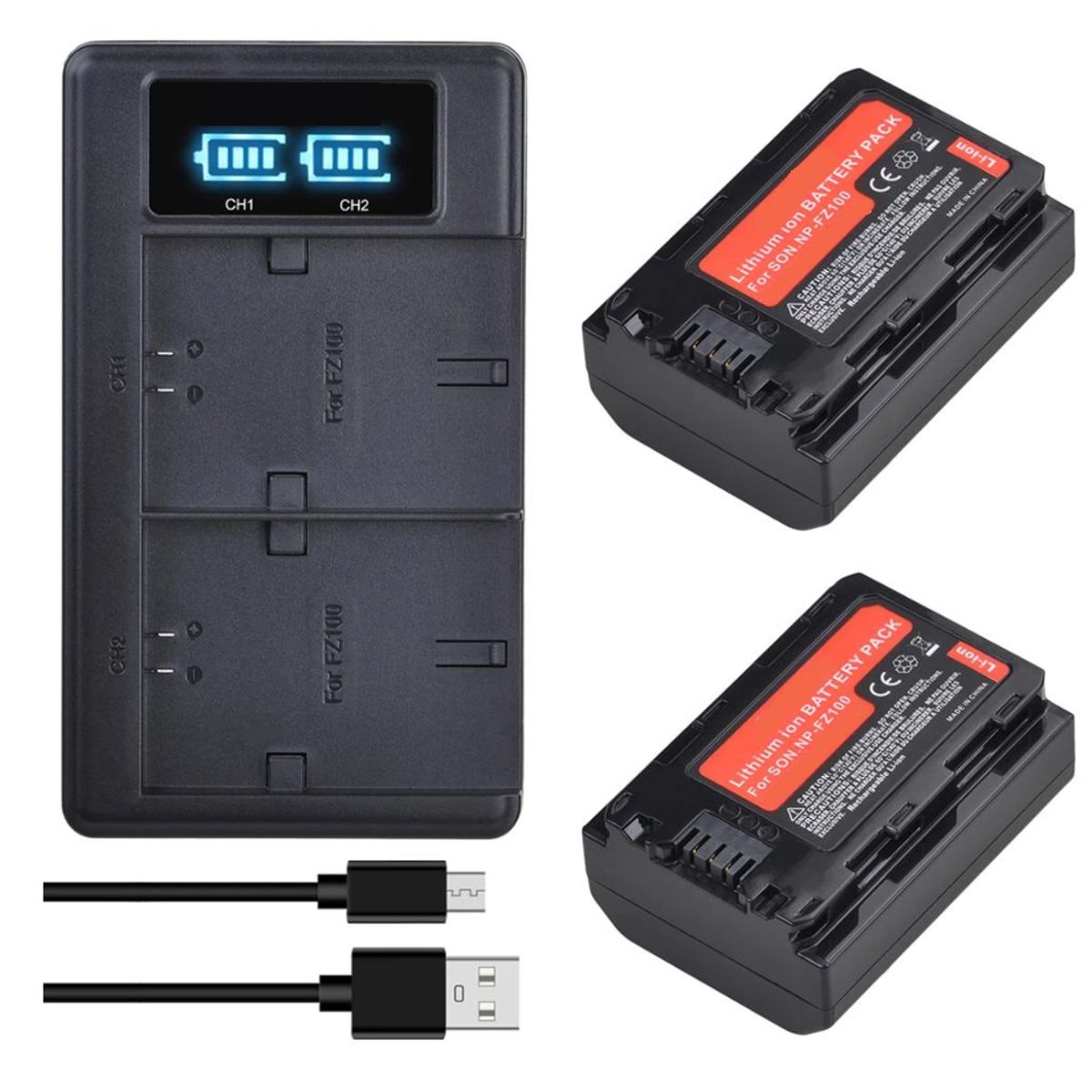 GENERICO - 2 BATERÍAS NP-FZ100 + CARGADOR DOBLE BC-QZ1 ALTERNATIVO SONY