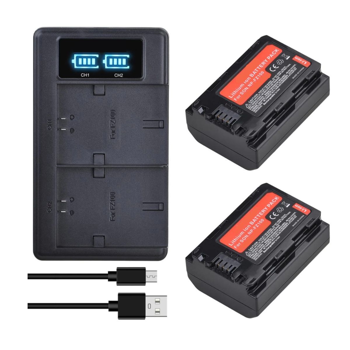 GENERICO - 2 BATERÍAS NP-FZ100 + CARGADOR DOBLE BC-QZ1 ALTERNATIVO SONY