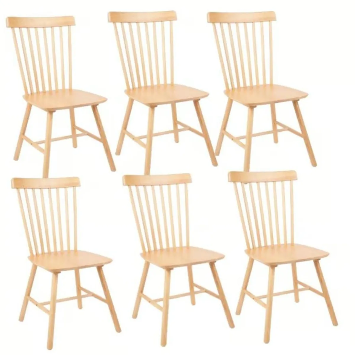 HABITA2 CHILE - Pack 6 sillas de comedor madera natural alta calidad Windsor