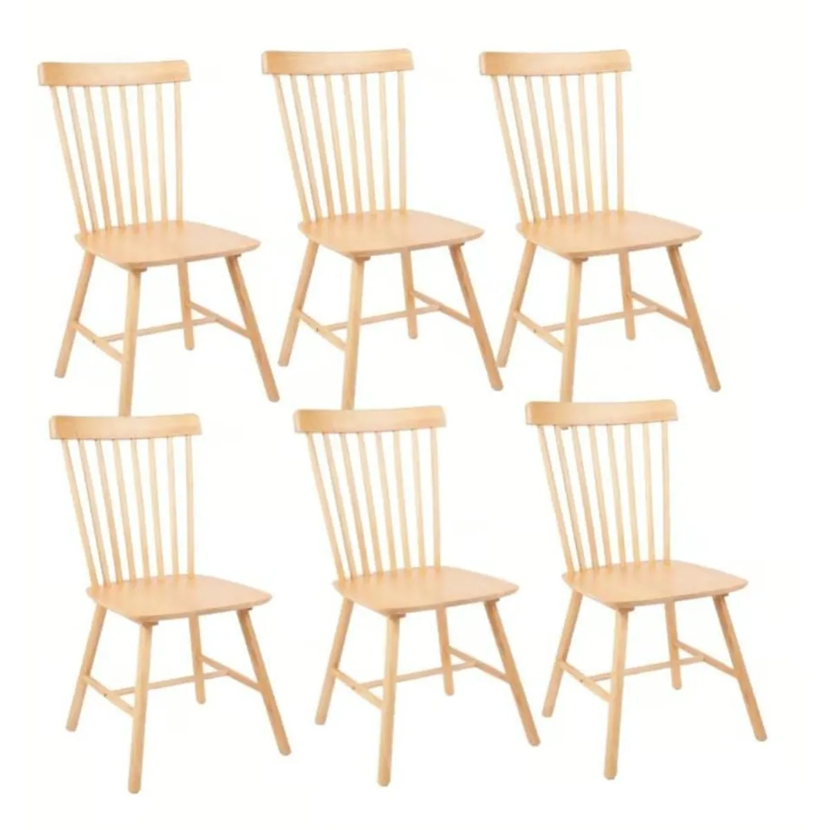 HABITA2 CHILE - Pack 6 sillas de comedor madera natural alta calidad Windsor