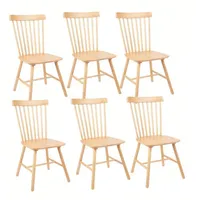 Pack 6 sillas de comedor madera natural alta calidad Windsor